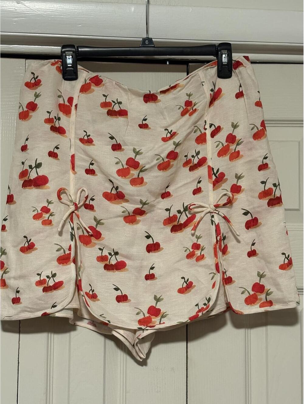 Farm Rio x Anthropologie Cherry Print Linen Blend Skort Cottagecore Coquette - Picture 2 of 7